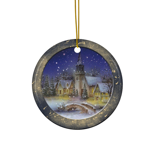 Winter Scene Ceramic Disc Ornament           Item #7993533