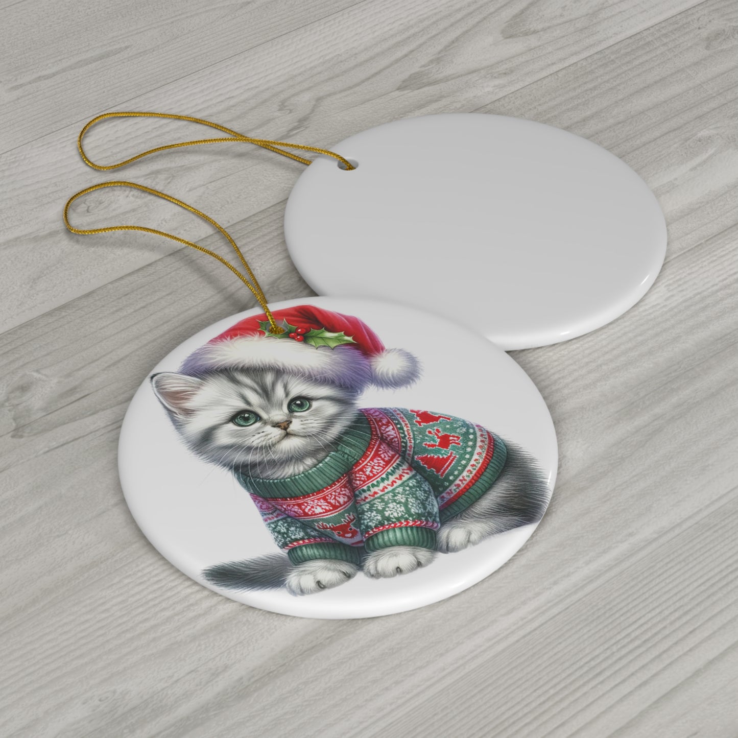 Ceramic Ornament - Burmilla Christmas Kitten     Item #197308