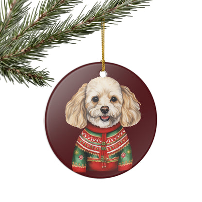 Festive Dog in Sweater Ceramic Ornament   Item #613659