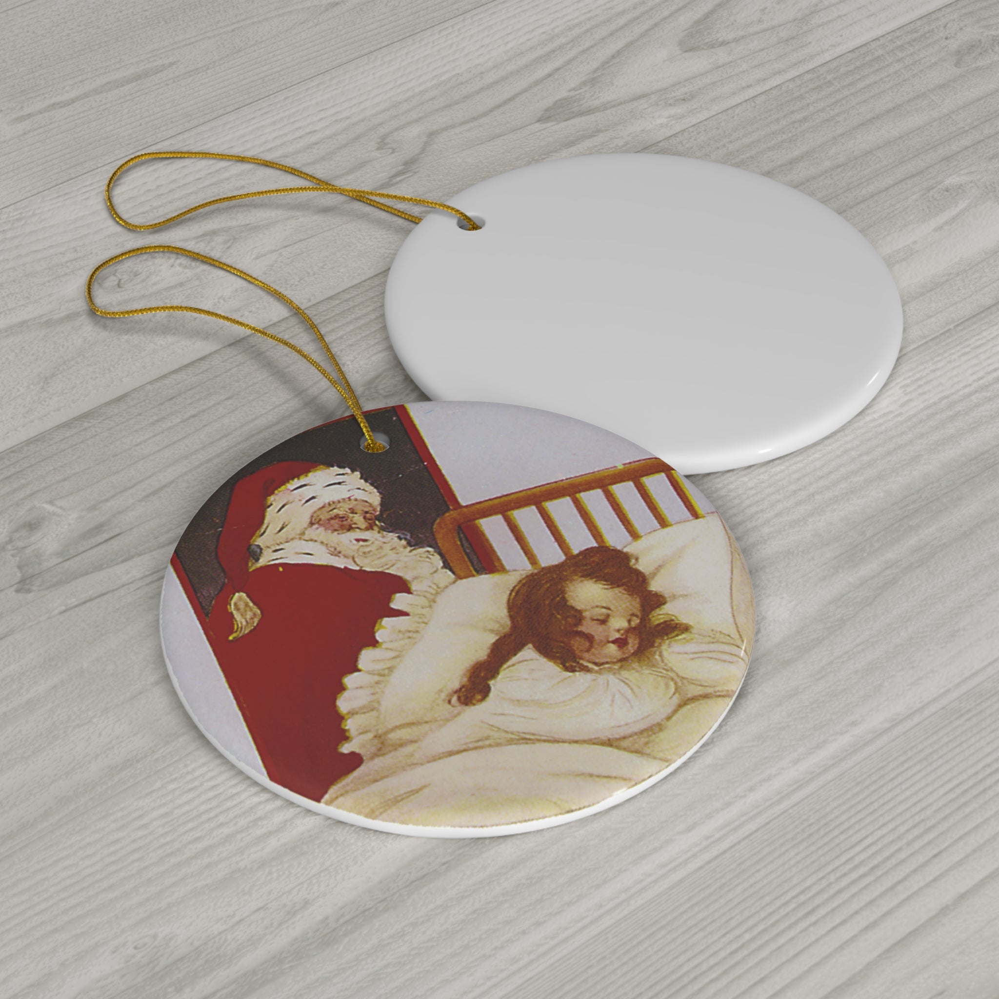 Santa Ceramic Disc Ornament       Item #1047799