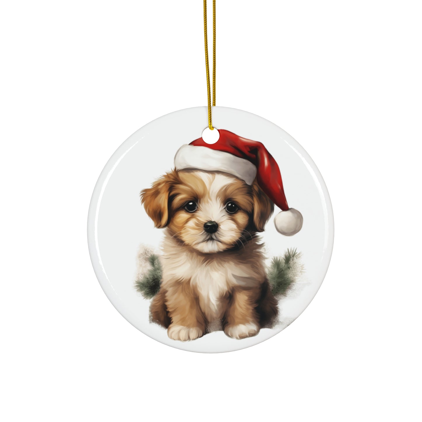 Christmas Dog Ceramic Disc Ornament            Item #1029599