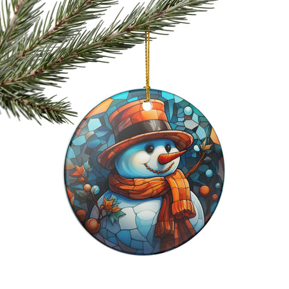 Ceramic Snowman Christmas Ornament     Item #11835