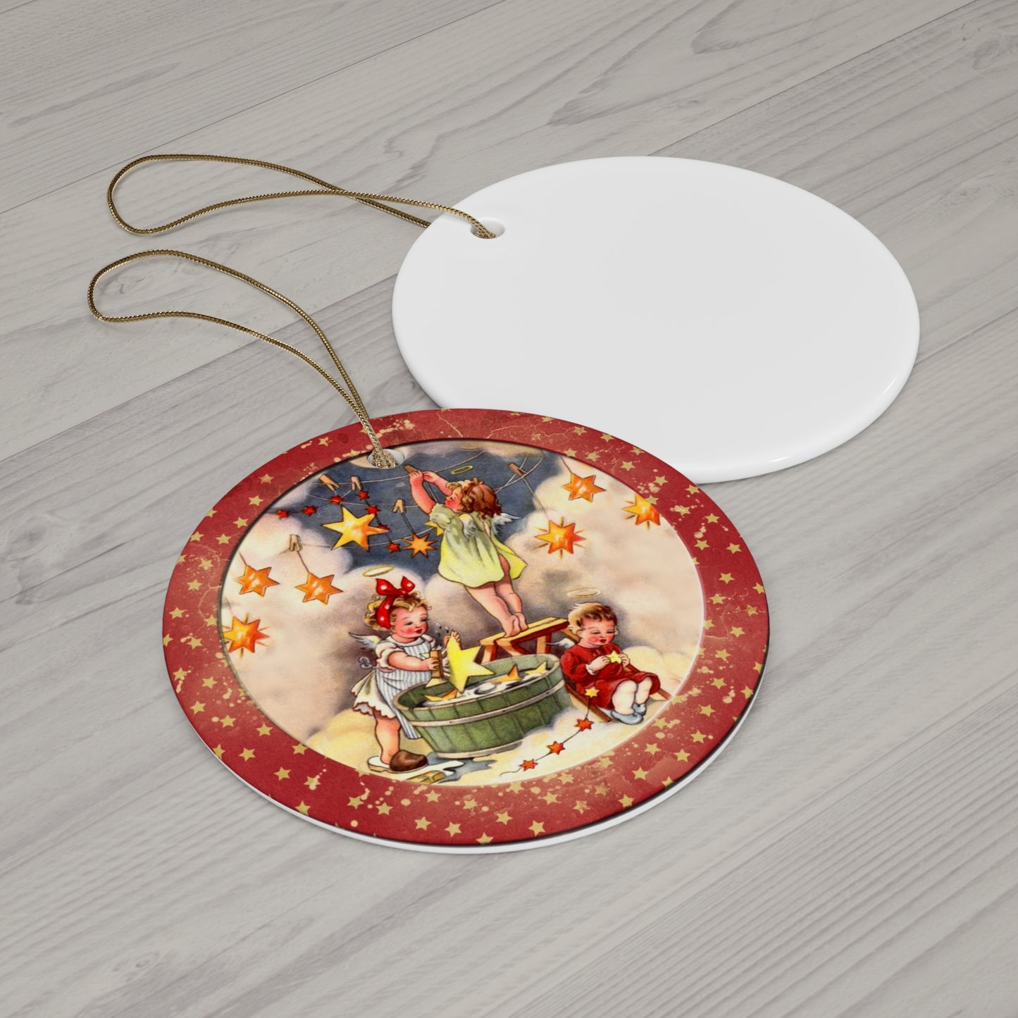 Christmas Kids Ceramic Disc Ornament      Item #7310004