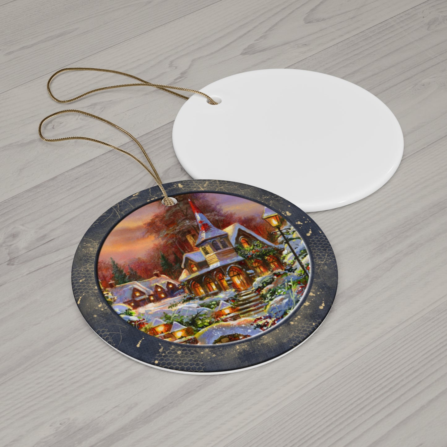 Winter Scene Ceramic Disc Ornament      Item #2096148