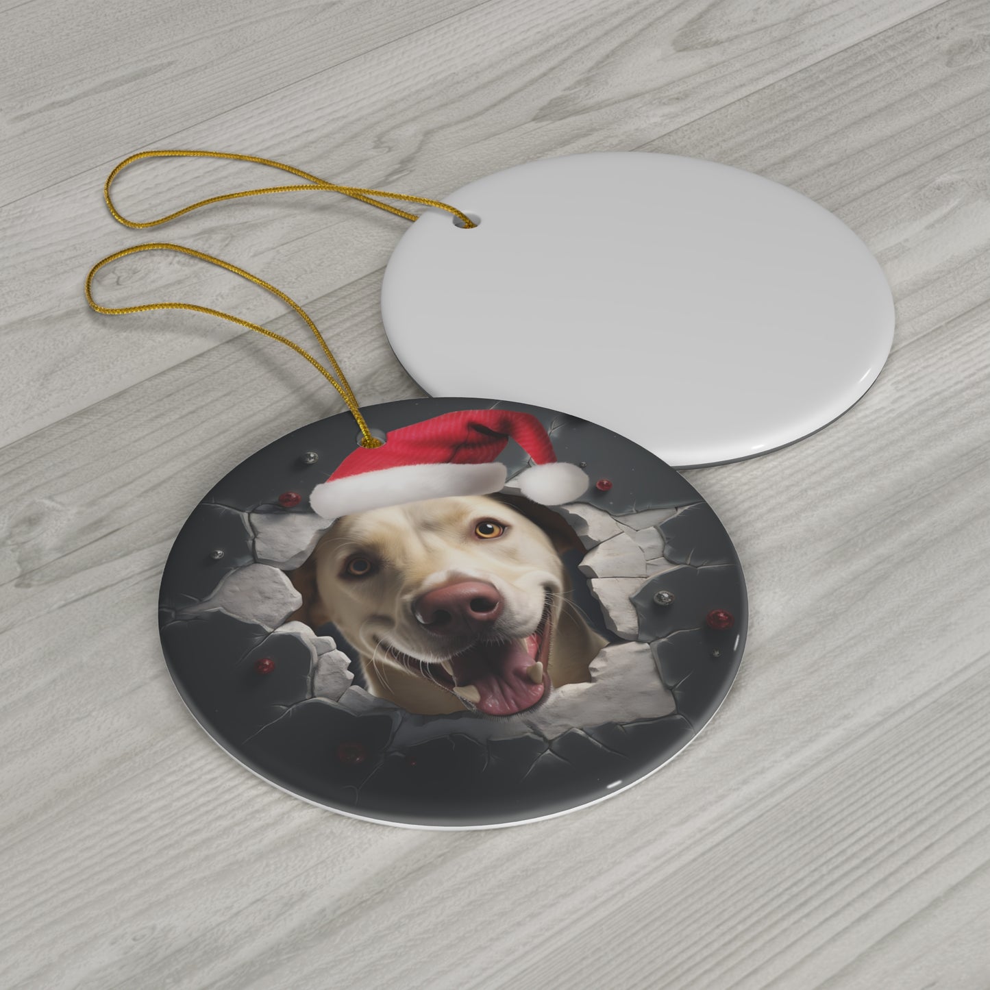 CERAMIC ORNAMENT - 3D CHRISTMAS DOG        Item #8211808