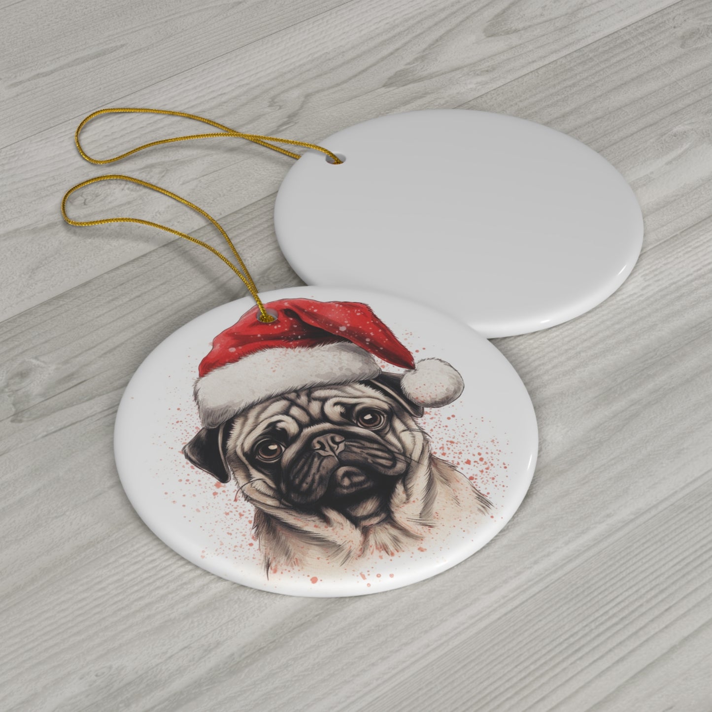 Ceramic Ornament - Christmas Pug Dog   Item #508225