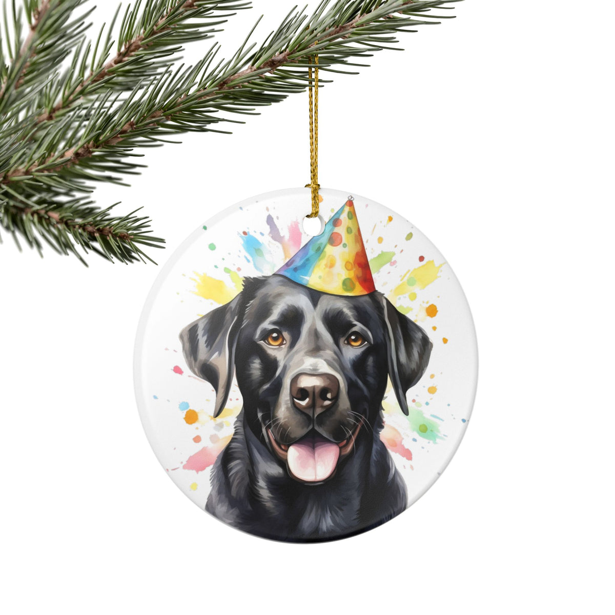 Black Labrador Birthday Party Ceramic Ornament  Item #5348