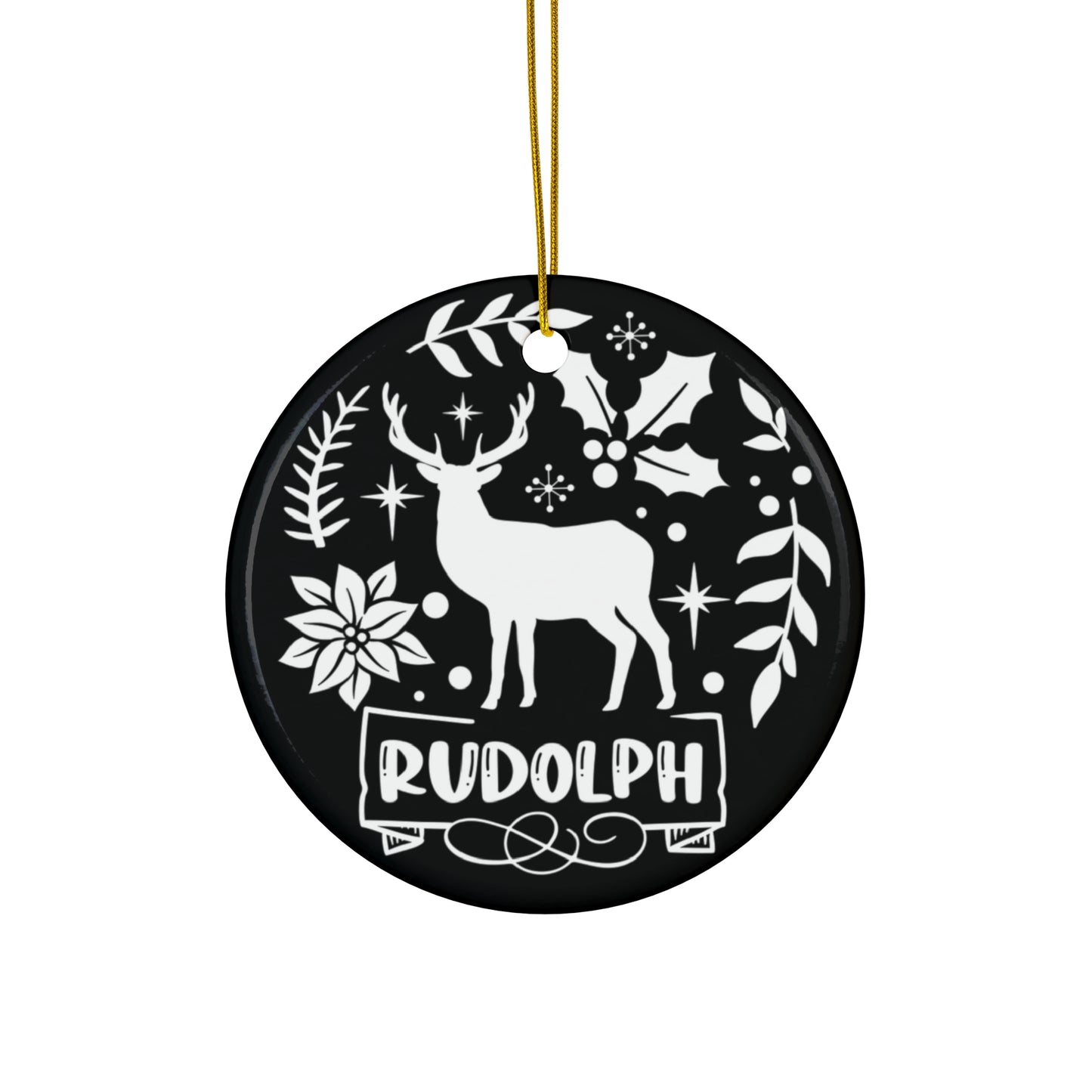 Rudolph Ceramic Disc Ornament            Item #3442183