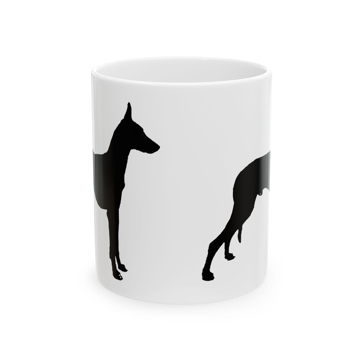 Greyhound Silhouette Ceramic Mug — Black Dog Profile Coffee Cup 11oz  Item #15878