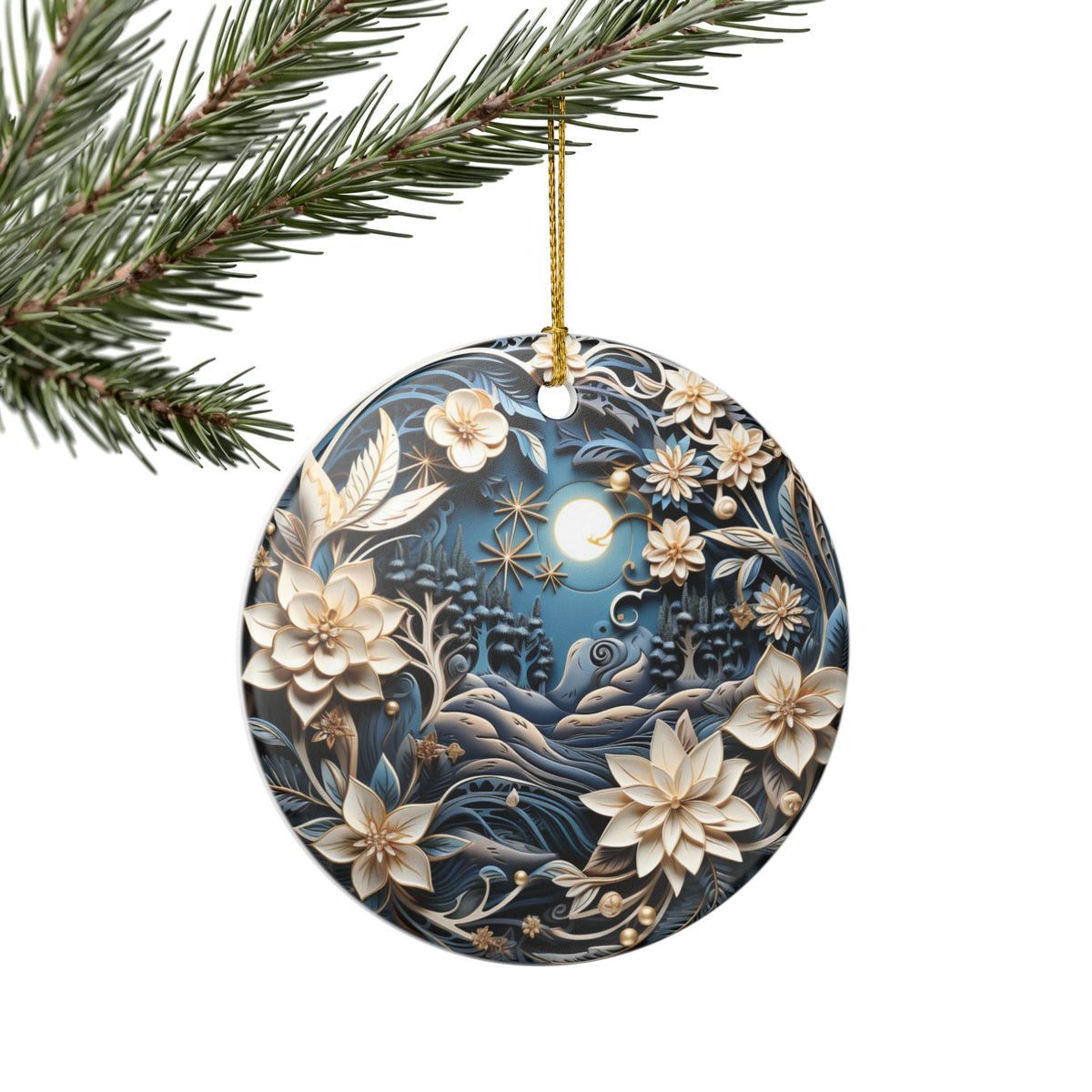 Celestial Floral Ceramic Ornament   Item #136566