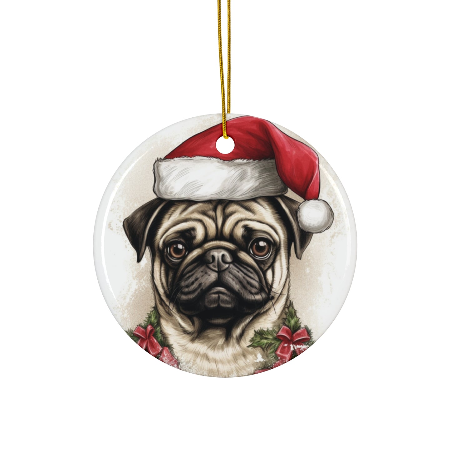 Ceramic Ornament - Christmas Pug Dog  Item #3269858