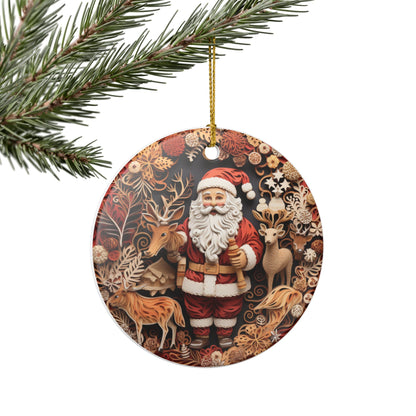 Santa and Woodland Animals Christmas Ceramic Ornament   Item #965257