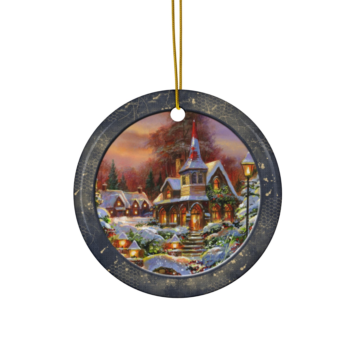 Winter Scene Ceramic Disc Ornament      Item #2096148