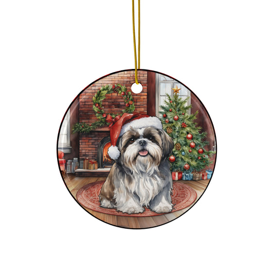 Ceramic Ornament - Shih Tzu Christmas Dog       Item #166072