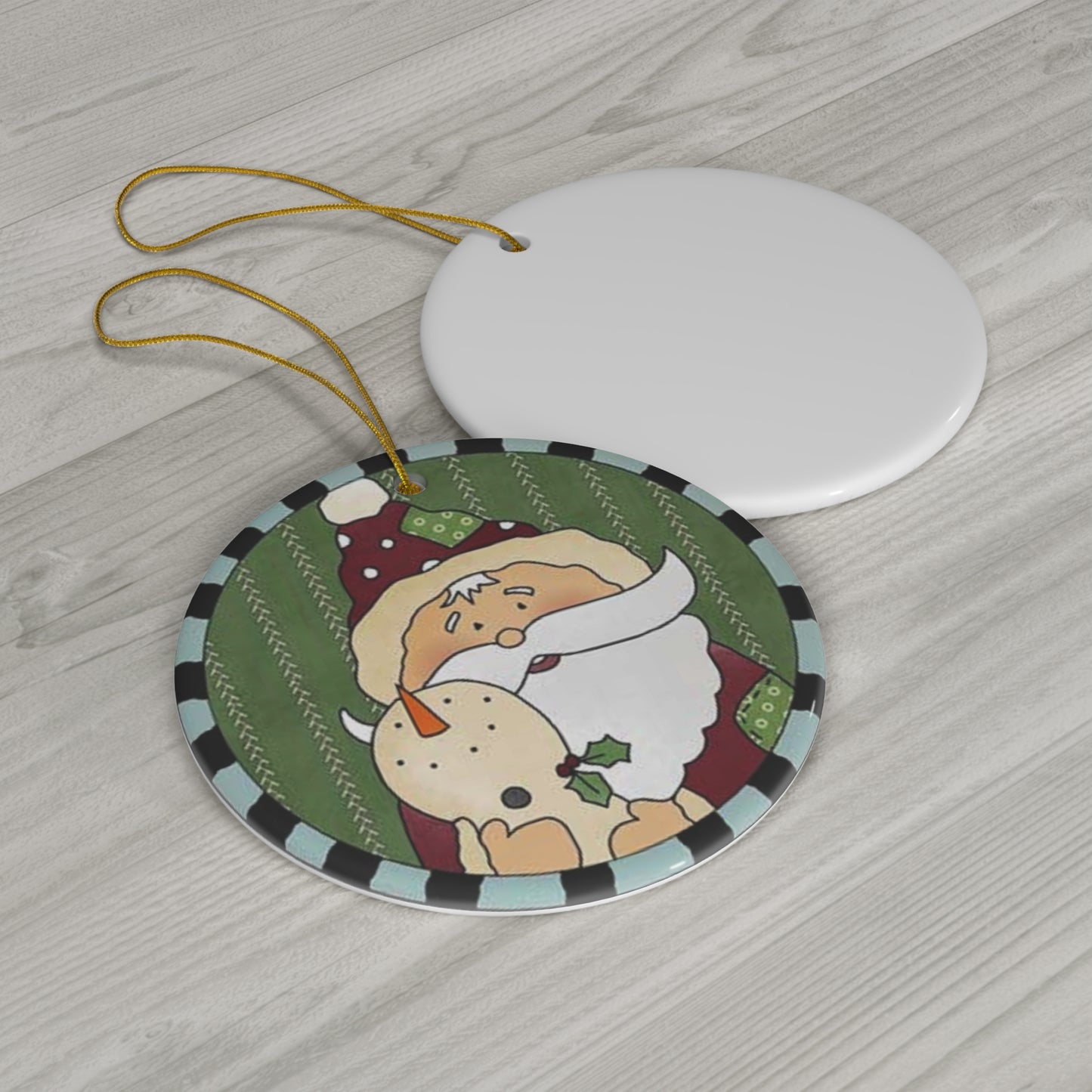 Santa Ceramic Disc Ornament         Item #423527