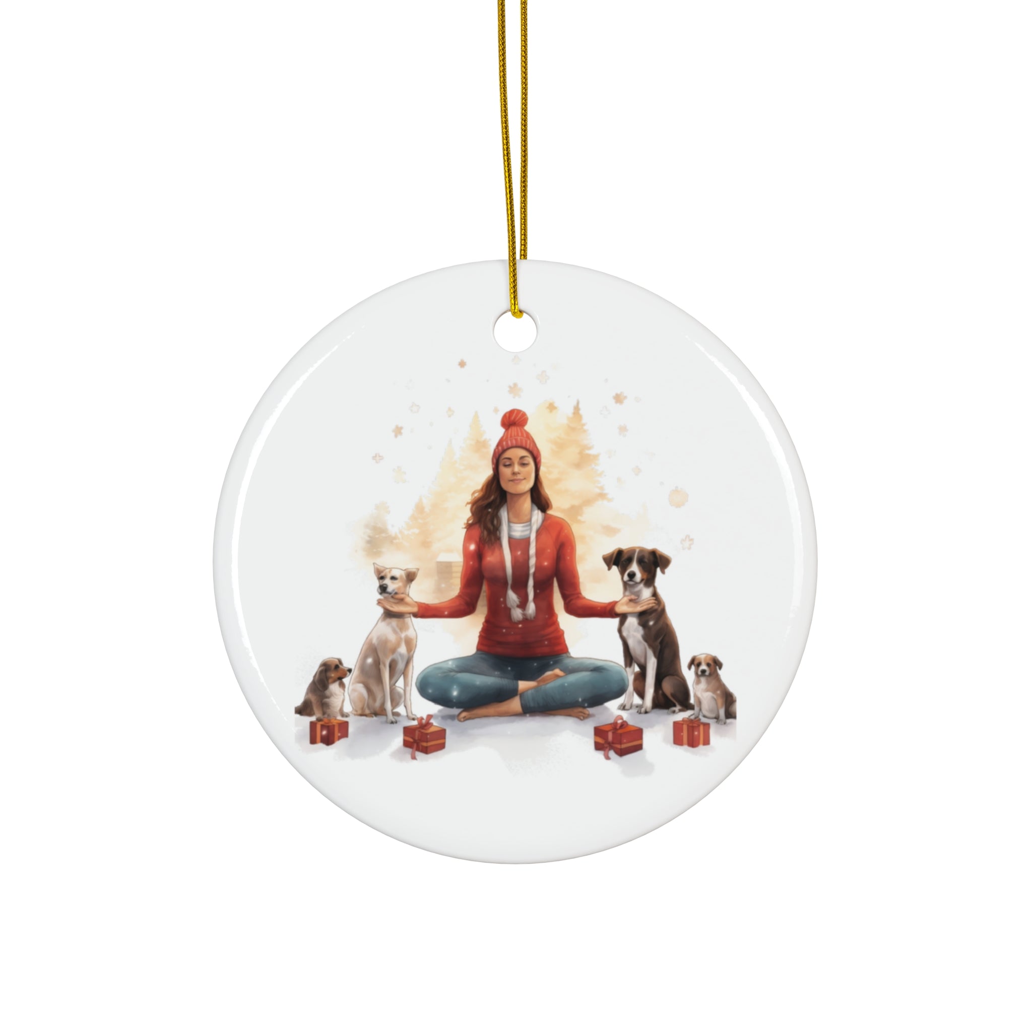 Christmas Dogs Ceramic Disc Ornament              Item #7261094
