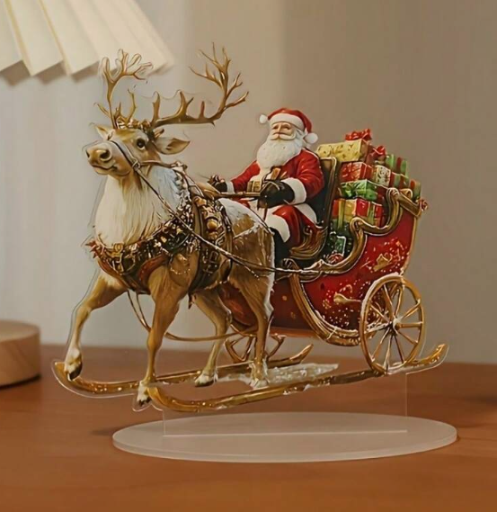 Santa and Reindeer Sleigh Figurine By Santa's Creations