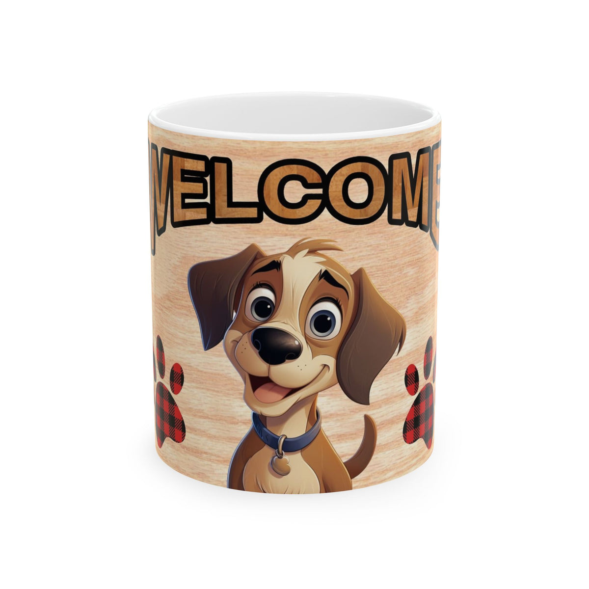 Welcome Puppy Ceramic Mug — Cute Dog Paw Print Coffee Cup 11oz   Item #392945