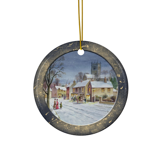 Winter Scene Ceramic Disc Ornament         Item #8210709