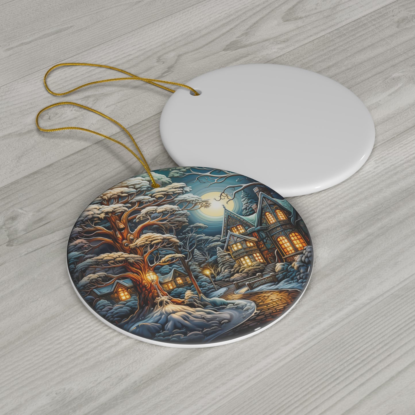 Christmas Scene Ceramic Disc Ornament     Item #2227094