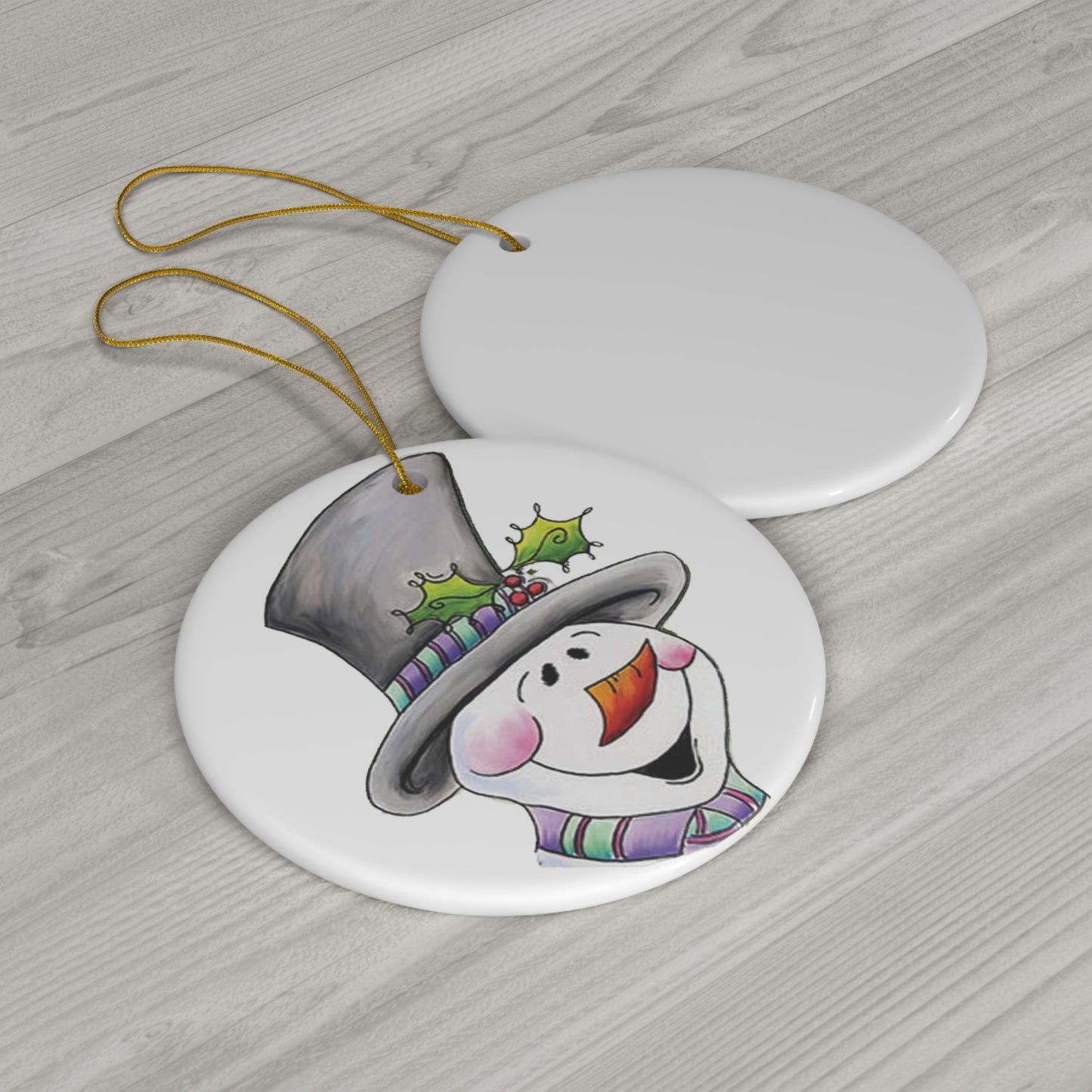 Snowman Ceramic Disc Ornament        Item #862287