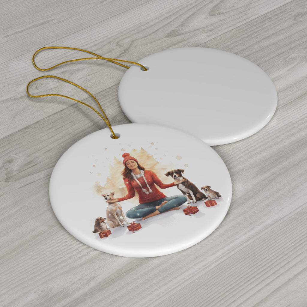 Christmas Dogs Ceramic Disc Ornament              Item #7261094