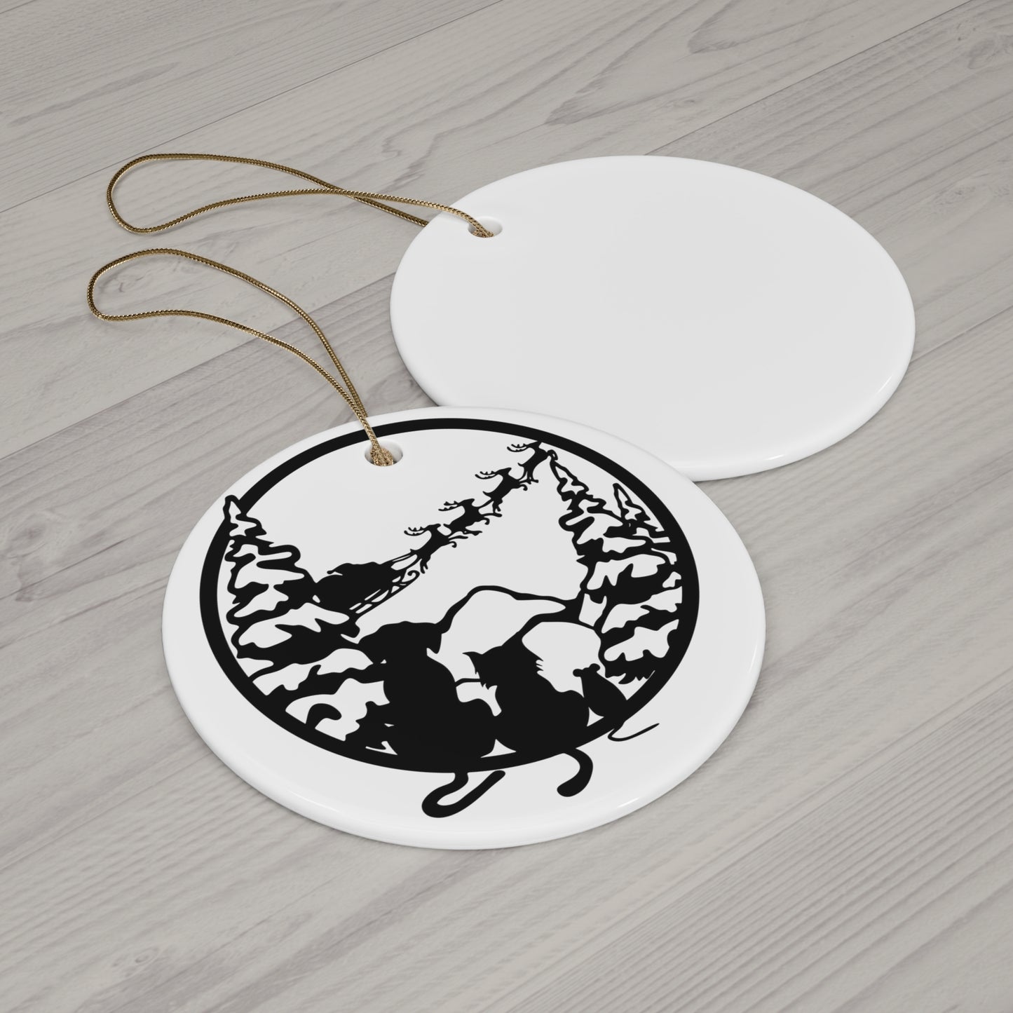 Christmas Pet Scene Ceramic Disc Ornament      Item #2468412