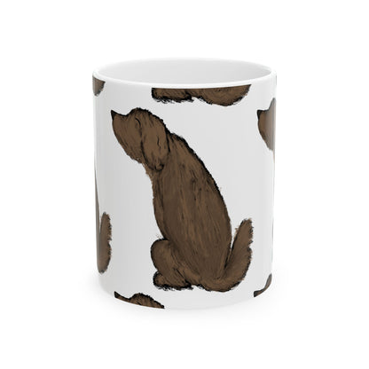Dog Pattern Ceramic Mug — Brown Puppy Repeat Print 11oz   Item #77728