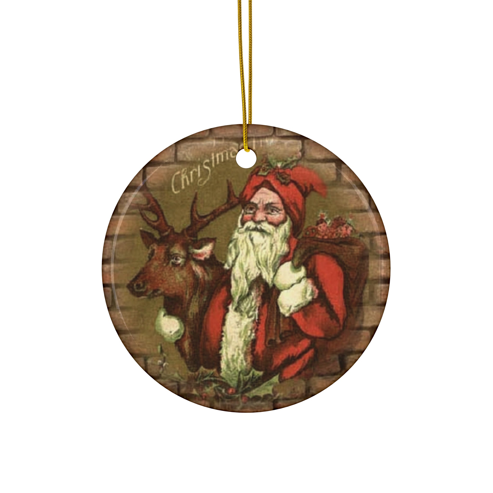 Santa Ceramic Disc Ornament             Item #20298