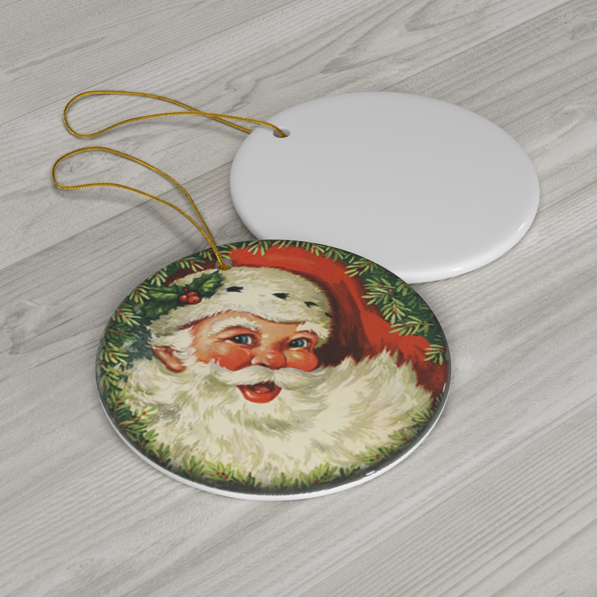 Santa Ceramic Disc Ornament            Item #8547619