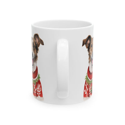 Dog Christmas Mug – Festive Dog in Holiday Sweater 11oz  Item #278739