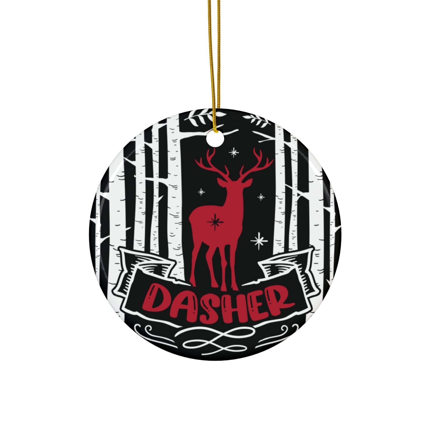 Dasher Ceramic Disc Ornament          Item #4709756