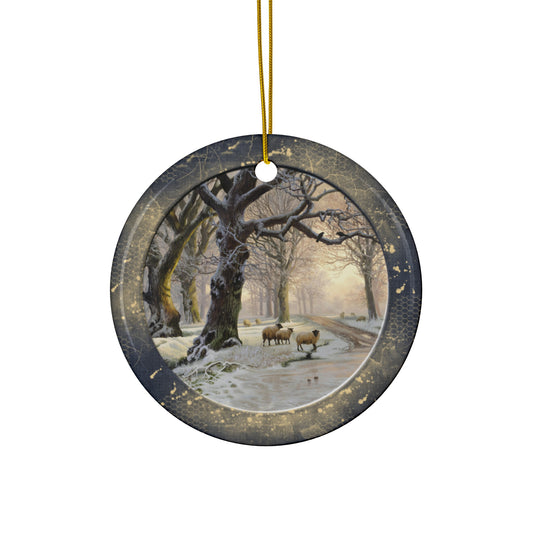 Winter Scene Ceramic Disc Ornament         Item #869601