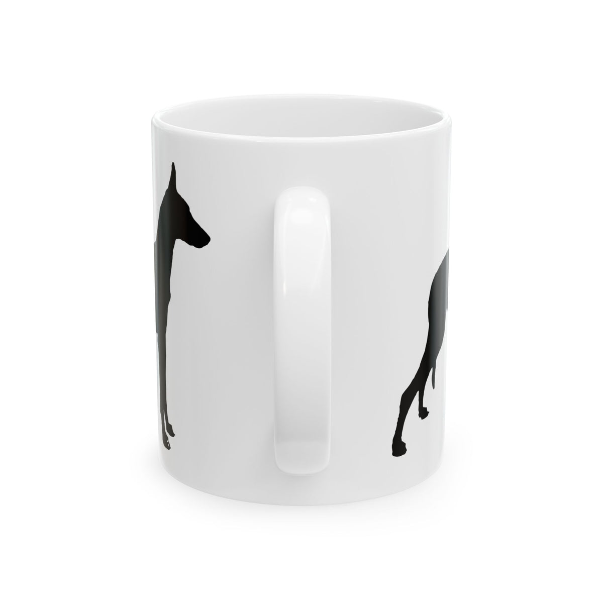 Greyhound Silhouette Ceramic Mug — Black Dog Profile Coffee Cup 11oz  Item #15878
