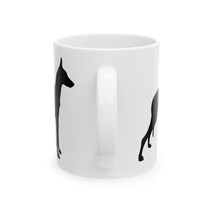 Greyhound Silhouette Ceramic Mug — Black Dog Profile Coffee Cup 11oz  Item #15878