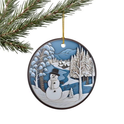 Winter Snowman Ceramic Ornament   Item #765395