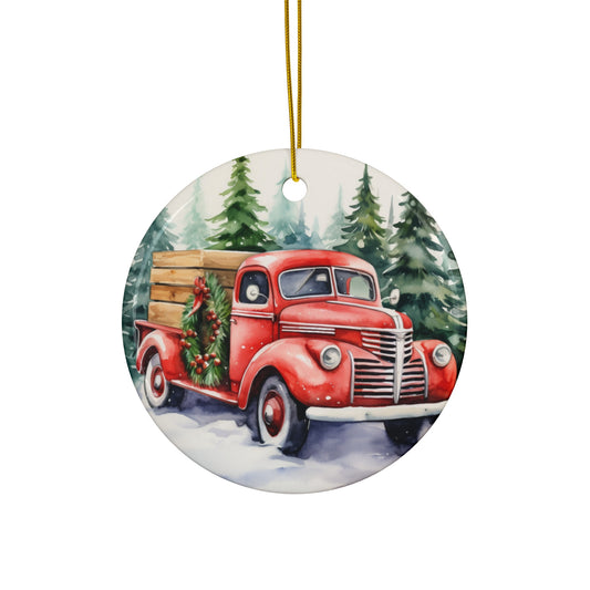 Ceramic Ornament - Red Truck     Item #2023635