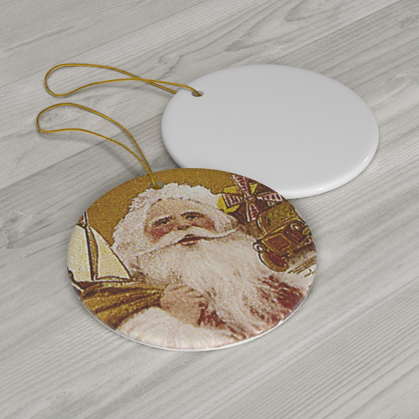 Santa Ceramic Disc Ornament         Item #343918