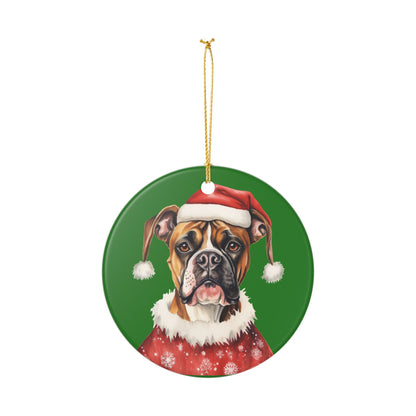 Ceramic Christmas Ornament – Boxer Dog in Santa Hat   Item #455727
