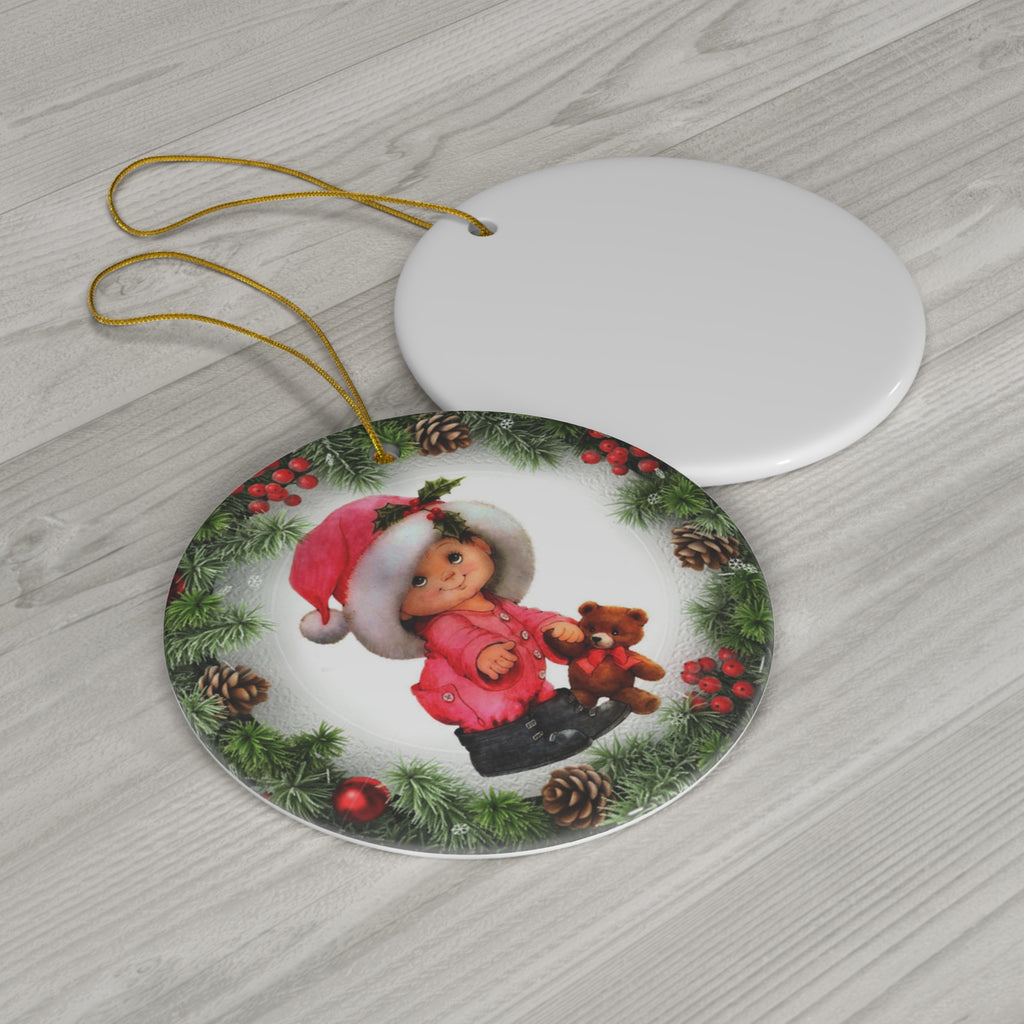 Xmas Kid Ceramic Disc Ornament        Item #2845483 - Buckshot's Bargain Barn