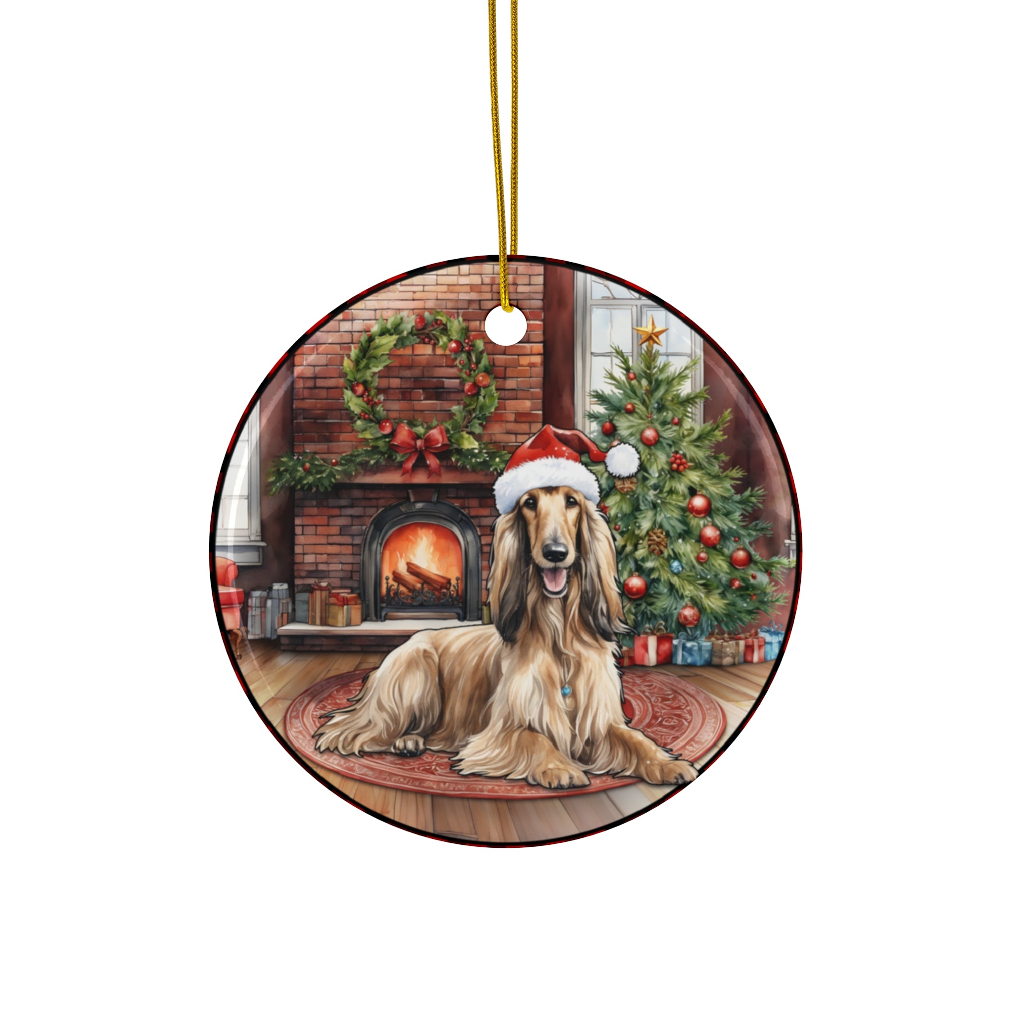 Ceramic Ornament - Afghan Hound Christmas Dog      Item #2700825