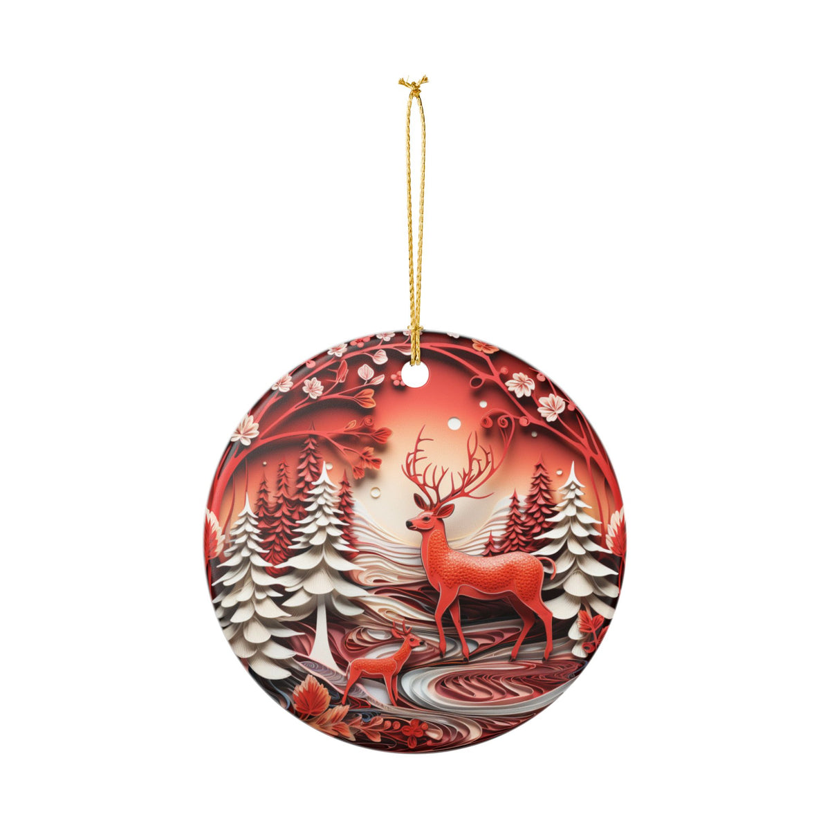 Winter Deer Ceramic Ornament   Item #878992