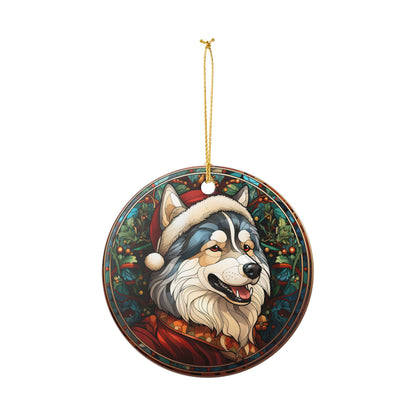 Alaskan Malamute Dog Christmas Ceramic Ornament Item #71275