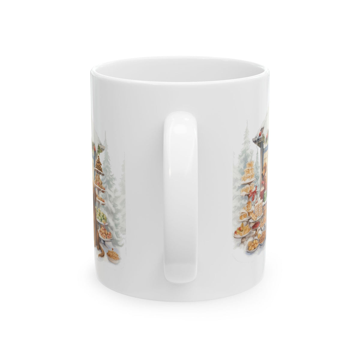 Cozy Christmas Market Ceramic Mug with Festive Dog Design 11oz   Item #325968