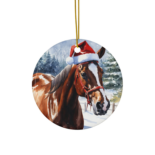 Horse Christmas Ceramic Disc Ornament        Item #1790083