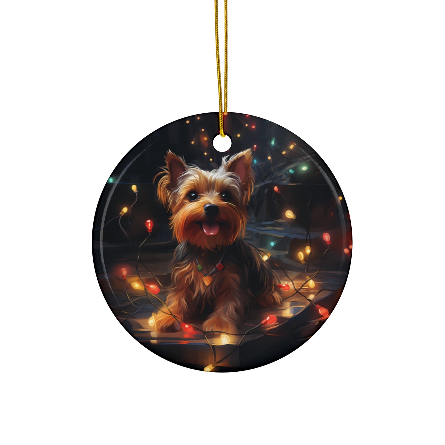 Ceramic Ornament - Xmas Dog With Lights       Item #1513628