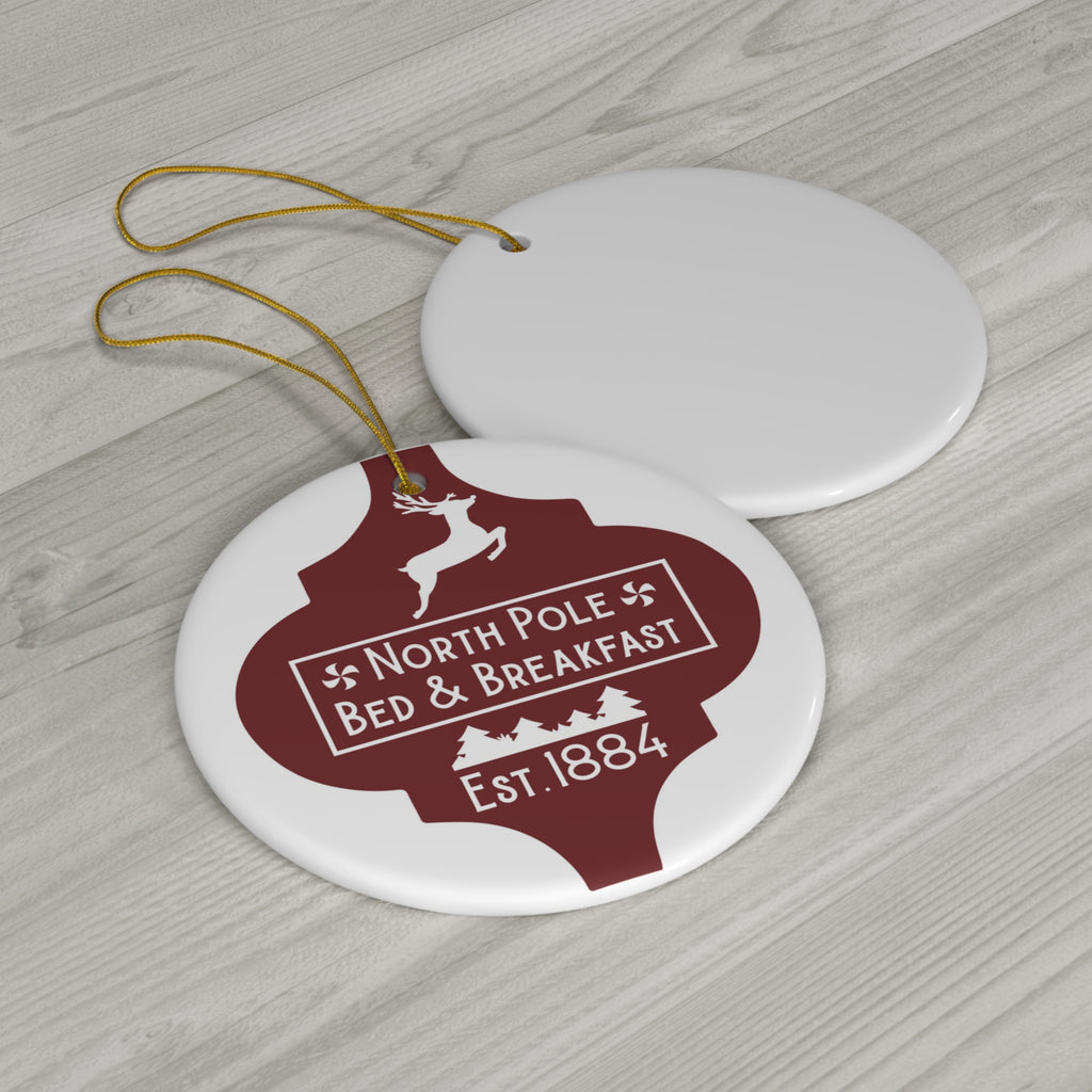 North Pole Bed & Breakfast Ceramic Disc Ornament       Item #26283