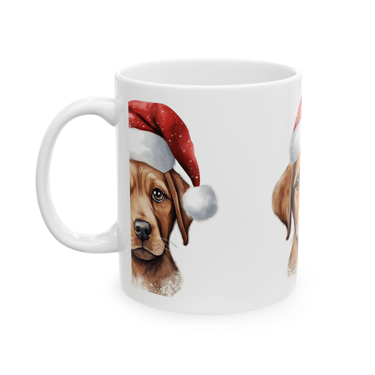 Christmas Puppy Mug — Cute Dog in Santa Hat Ceramic Coffee Cup 11oz  Item #289613