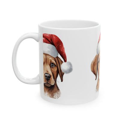 Christmas Puppy Mug — Cute Dog in Santa Hat Ceramic Coffee Cup 11oz  Item #289613