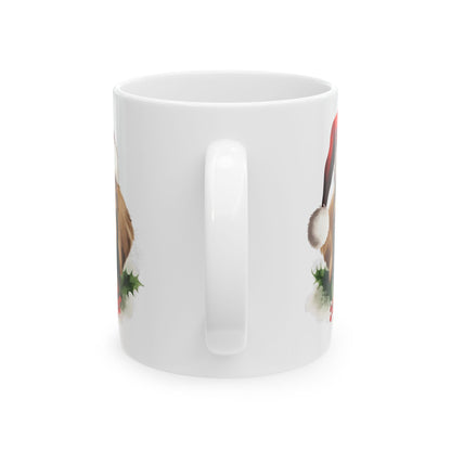 Christmas Puppy In Santa Hat Holiday Ceramic Mug 11oz   Item #838615